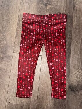 Girls' Red Heart-Pattern Leggings
